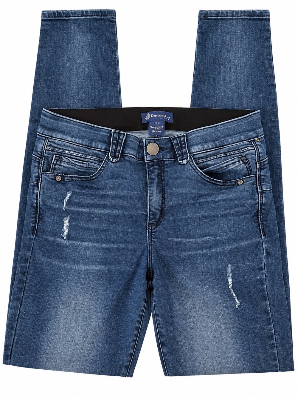 Democracy "Ab" solution Distressed Denim Blue Women's Stretch Skinny Jeans